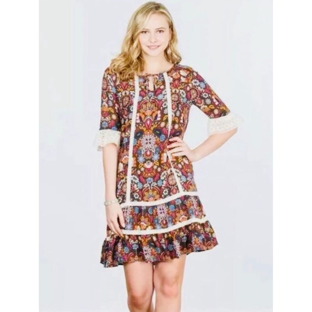 Matilda Jane Make Believe Intermission Dress Women Size S Floral Lace Boho